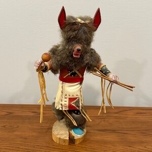 Vintage Navajo Hand-Made Wolf Kachina Doll With Certificate of Authenticity